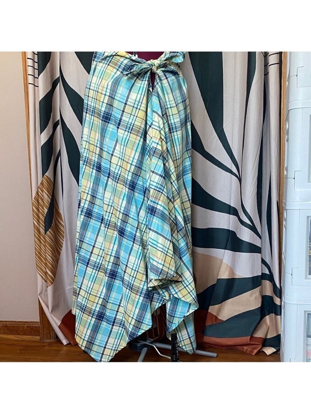 Tailor New York Asymmetrical Plaid Skirt in Blue and Yellow